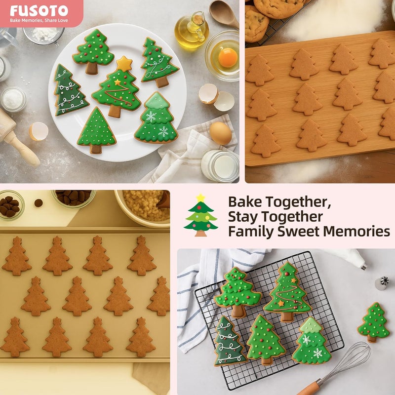 FUSOTO 6PCS Christmas Tree Cookie Cutter Set, Christmas Cookie Cutters, Holiday Shaped Biscuit Molds, Stainless Steel Baking Supplies for Homemade Cookies, Tree - Image 2